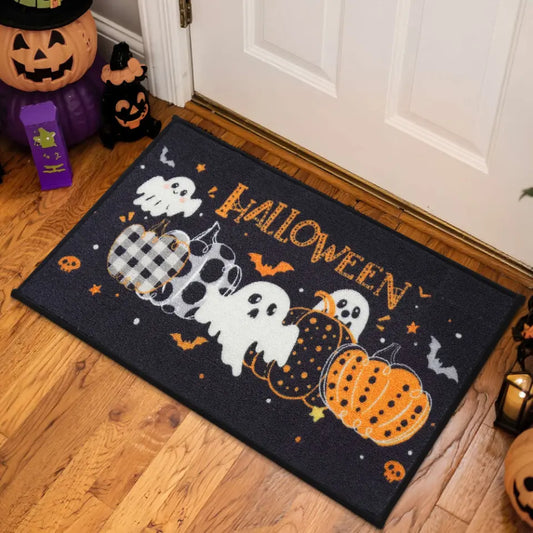 Side View of Scary Front Door Mat for Halloween