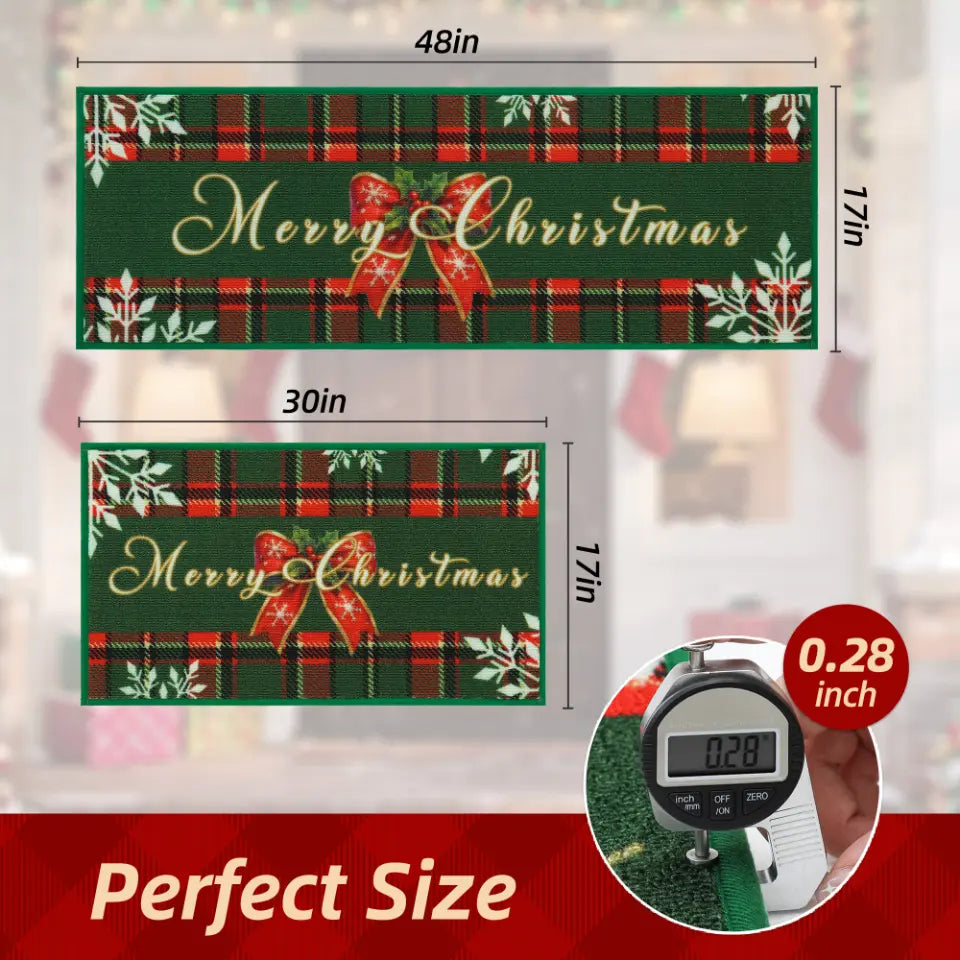 Size of Green Tartan Christmas Floor Mats for Kitchen