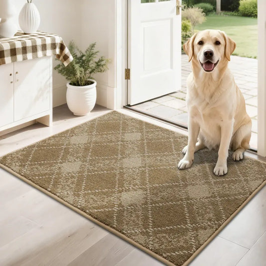 Taupe 24x36 Plaid Door Mats
