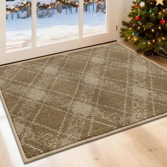 Taupe 24x36 Plaid Door Mats