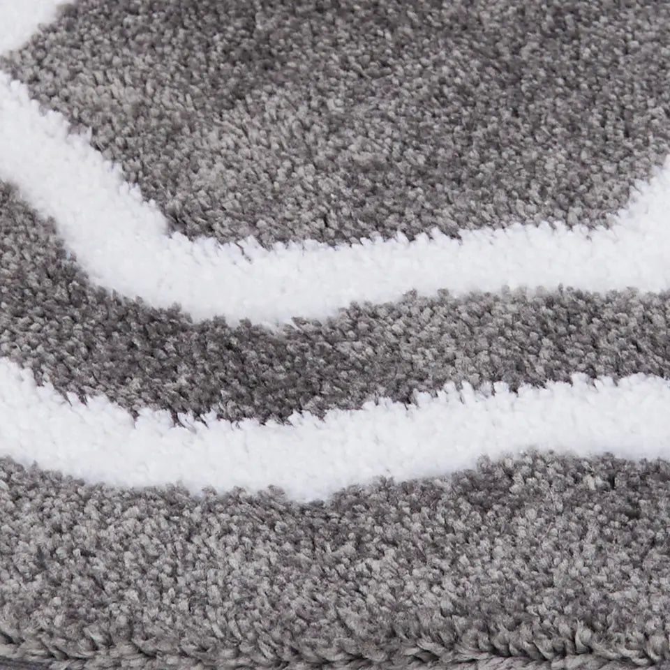 Texture Detail of Grey Luxury Plush Oval Bath Rugs