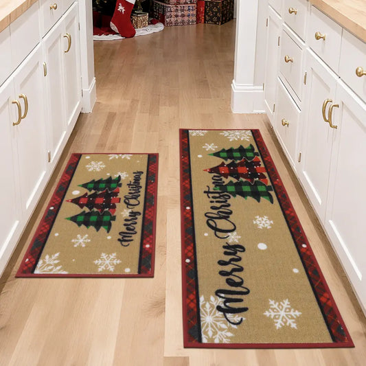 Tree Snowflakes Xmas Kitchen Mats