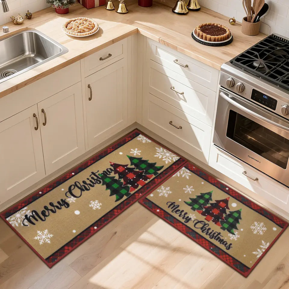 Tree Snowflakes Xmas Kitchen Mats in Kitchen
