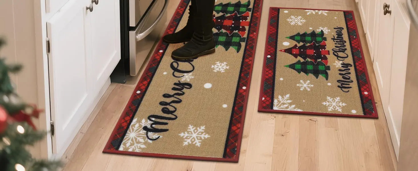 Tree Snowflakes Xmas Kitchen Mats on Runway