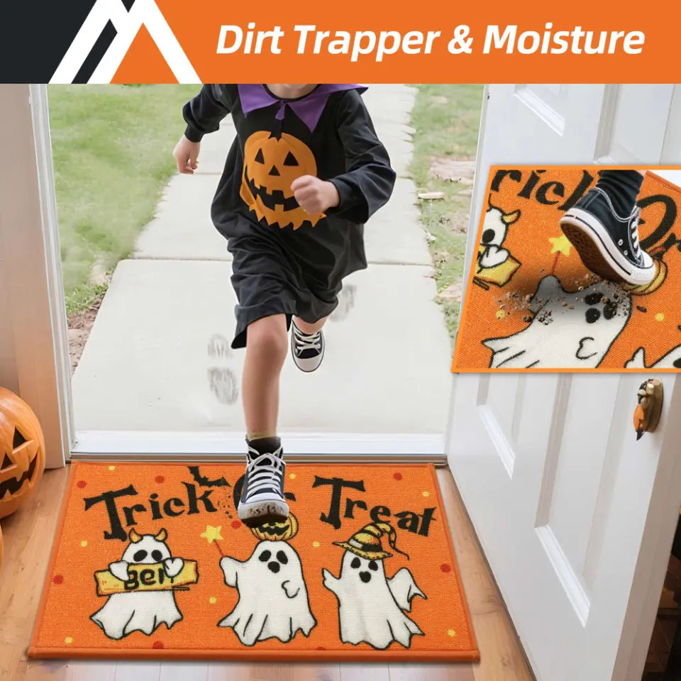 Trick or Treat Spooky Halloween Welcome Mat Which Dirt Trapper Moisture