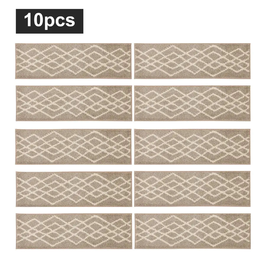 10pc Beige Classic Geometric Carpet Stairs