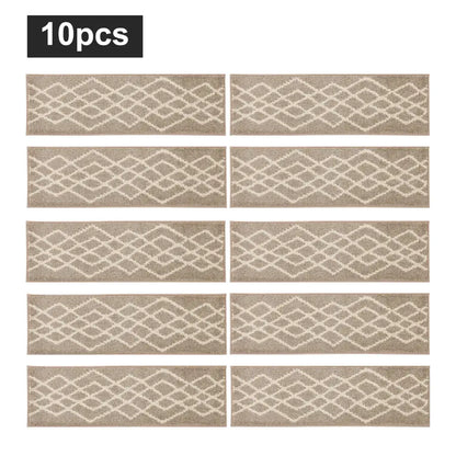 10pc Beige Classic Geometric Carpet Stairs