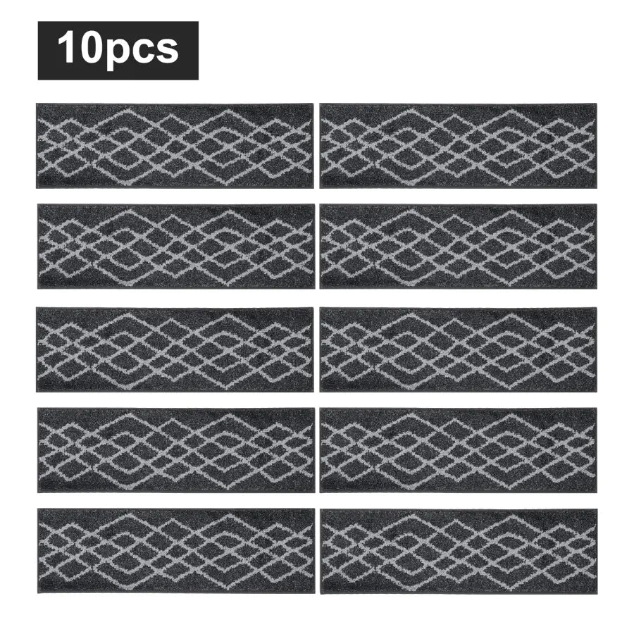 10pc Black Classic Geometric Carpet Stairs