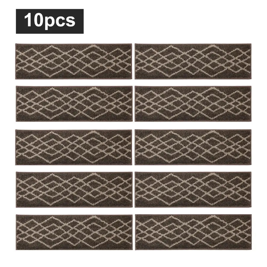 10pc Brown Classic Geometric Carpet Stairs