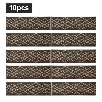 10pc Brown Classic Geometric Carpet Stairs
