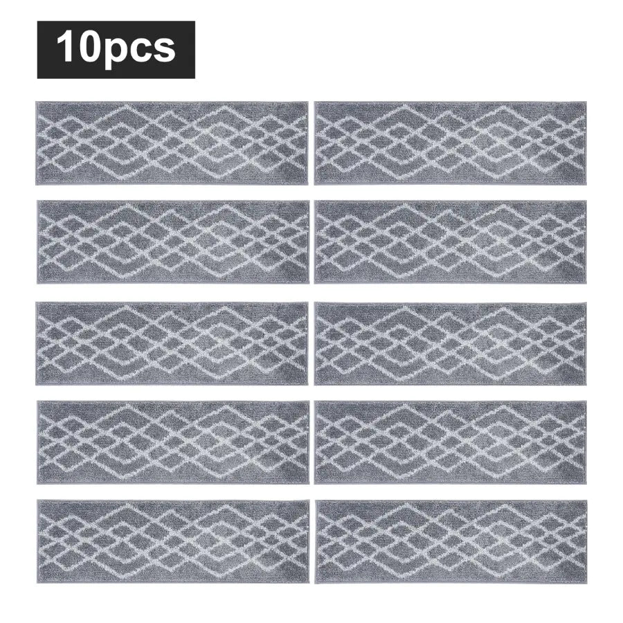 10pc Grey Classic Geometric Carpet Stairs
