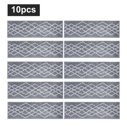 10pc Grey Classic Geometric Carpet Stairs