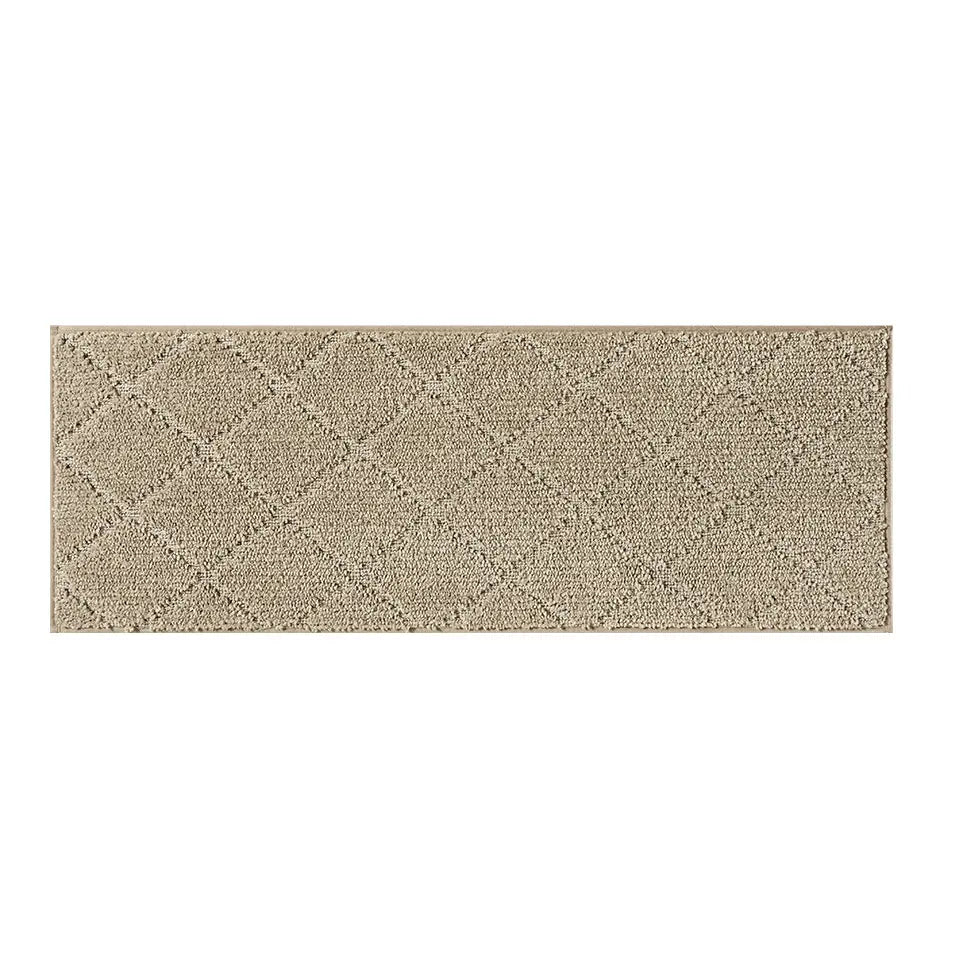 Beige stair treads with a diamond pattern on a white background