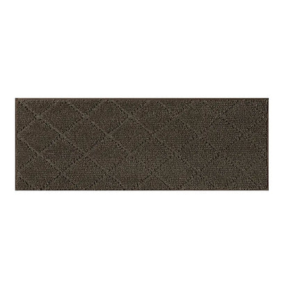Brown stair treads with a textured pattern on a white background