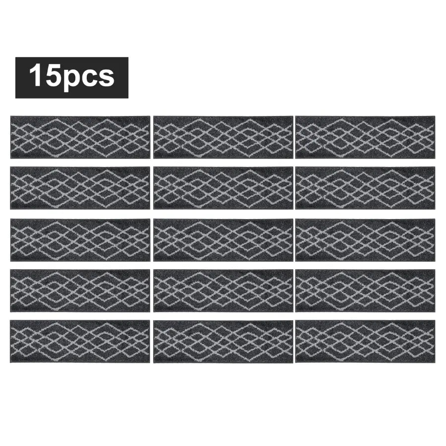 15pc Black Classic Geometric Carpet Stairs