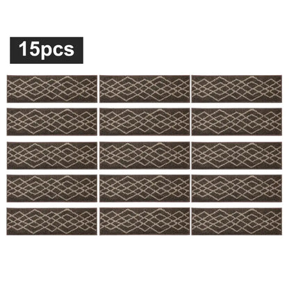 15pc Brown Classic Geometric Carpet Stairs