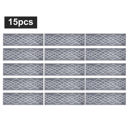 15pc Grey Classic Geometric Carpet Stairs