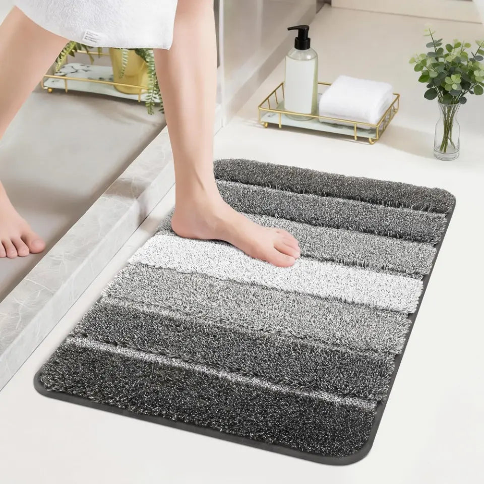 17x24 Dark Grey Tone-on-Tone Ombre Square Bathroom Rug