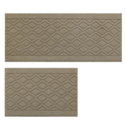 20x30 20x48 Beige Wave Geometric Kitchen Mat