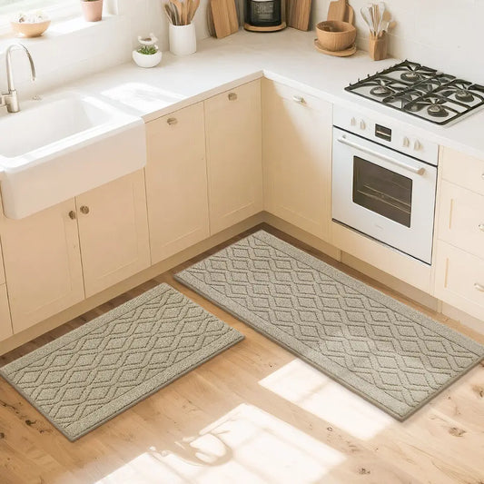 20x30 20x48 Beige Wave Kitchen Mat Set Before Sink Oven
