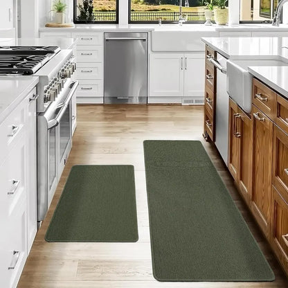 20x30 20x48 Green Plain Kitchen Rugs Set