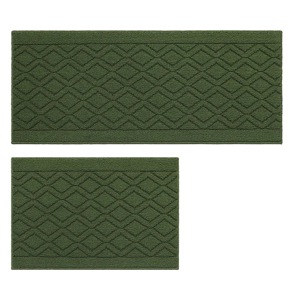 20x30 20x48 Green Wave Geometric Kitchen Mat