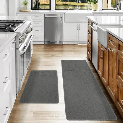 20x30 20x48 Grey Plain Kitchen Rugs Set