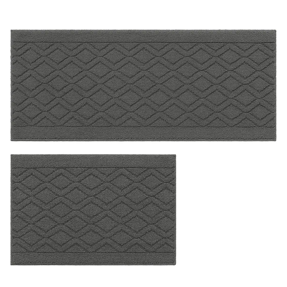 20x30 20x48 Grey Wave Geometric Kitchen Mat