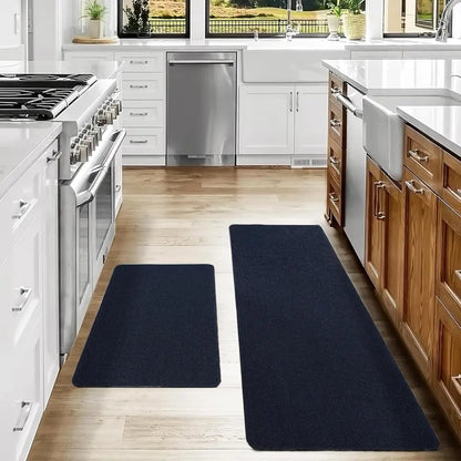 20x30 20x48 Navy Blue Plain Kitchen Rugs Set