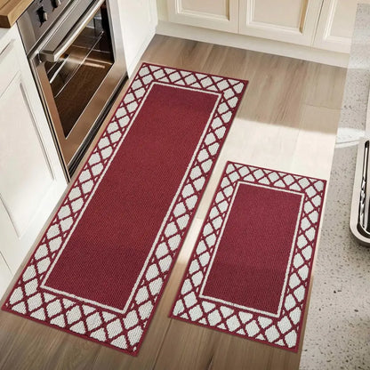 20x30 20x48 Red Grid-Filled Border Cool Kitchen Rugs
