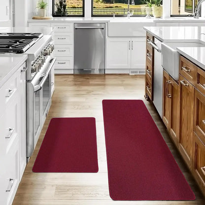 20x30 20x48 Red Plain Kitchen Rugs Set
