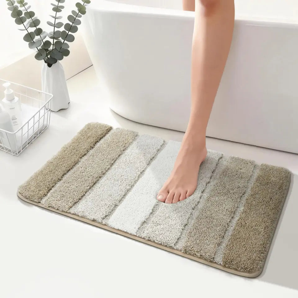 20x30 Beige Tone-on-Tone Ombre Square Bathroom Rug