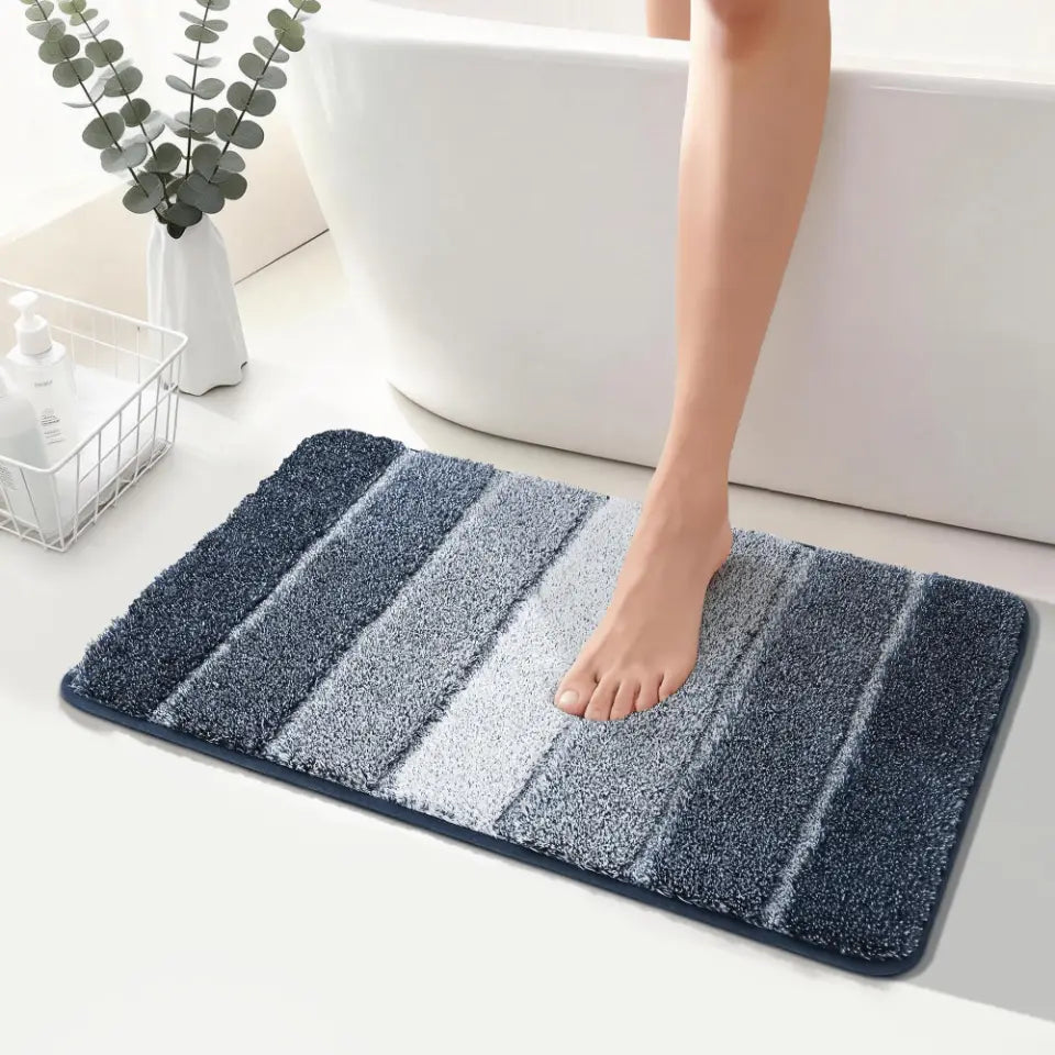 20x30 Dark Blue Tone-on-Tone Ombre Square Bathroom Rug