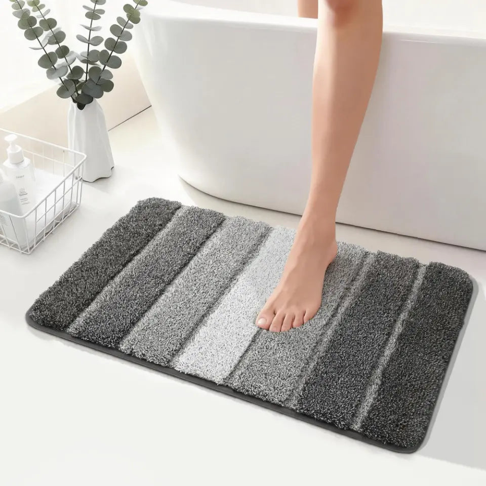 20x30 Dark Grey Tone-on-Tone Ombre Square Bathroom Rug