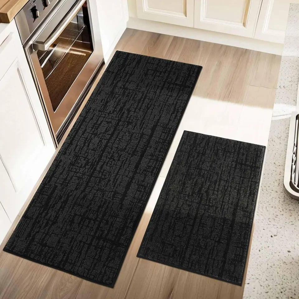 20x32 20x48 Black Abstract Kitchen Rugs