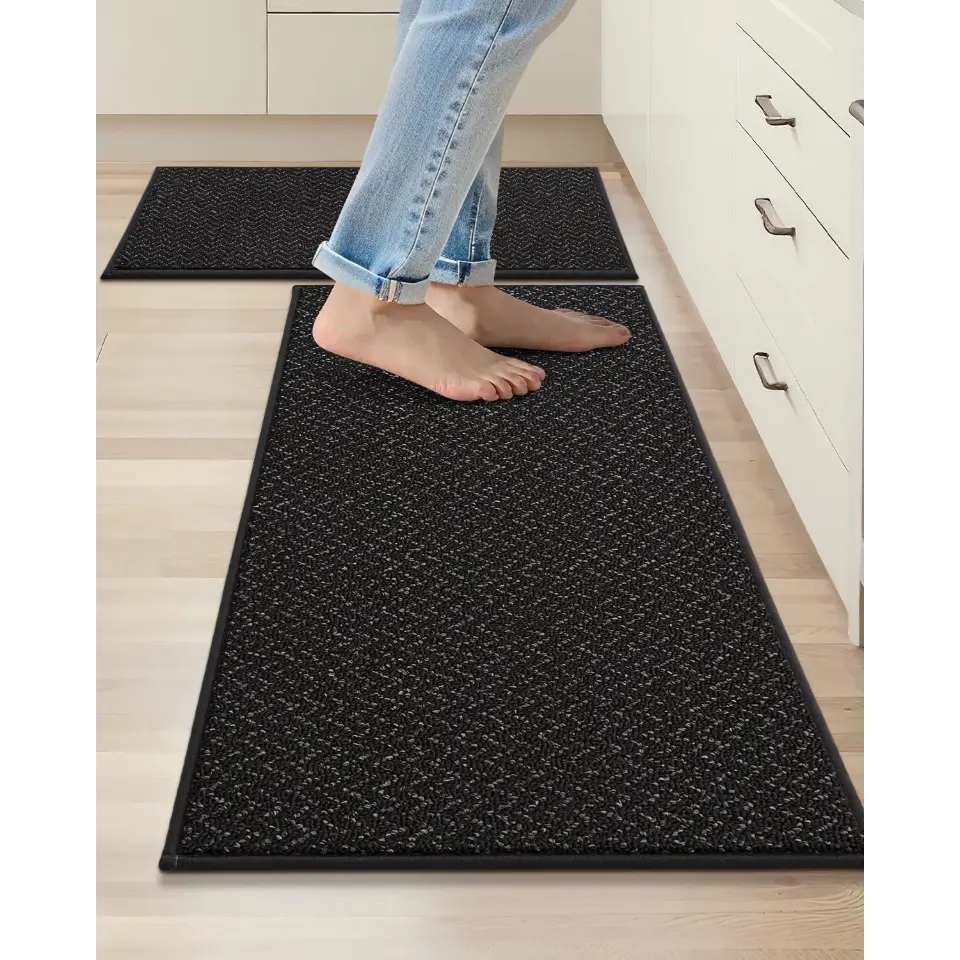 20x32 20x48 Black Chevron Kitchen Rugs