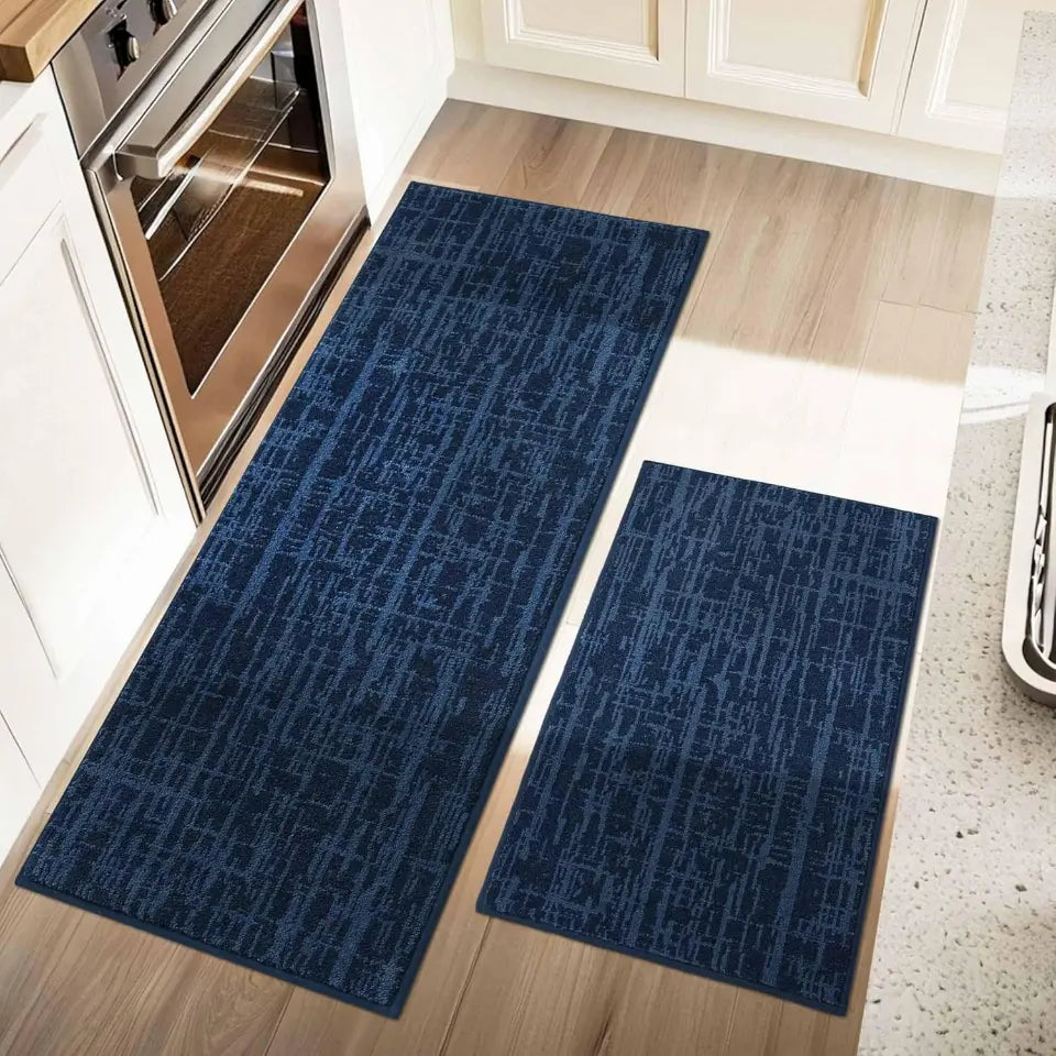20x32 20x48 Navy Blue Abstract Kitchen Rugs