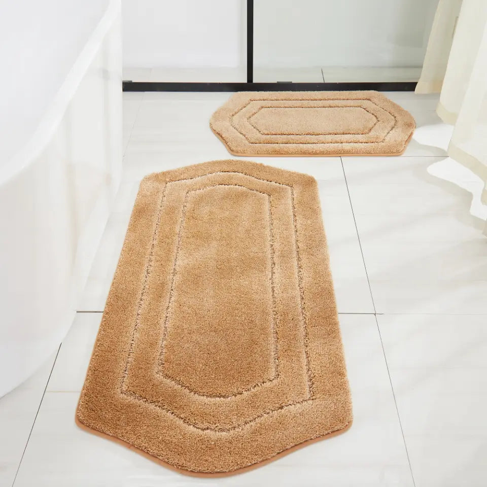 20x32 + 24x48 Beige Fluffy Bath Rug Set