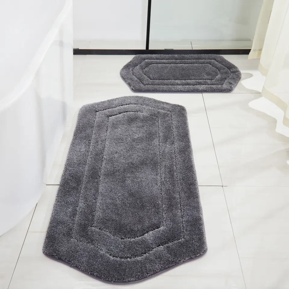 20x32 + 24x48 Grey Fluffy Bath Rug Set