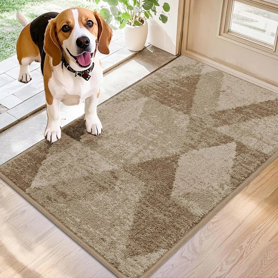20x32 Beige Geometric Abstract Front Door Rugs Inside