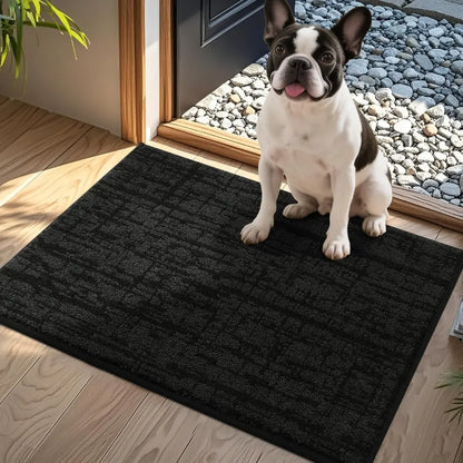 20x32 Black Abstract Carpet Front Door