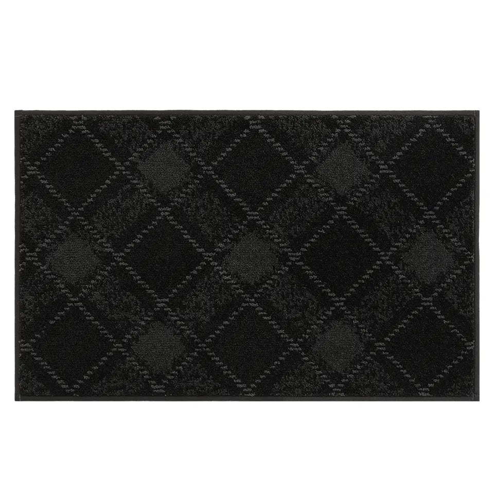20x32 black doormat with a diamond pattern on a white background