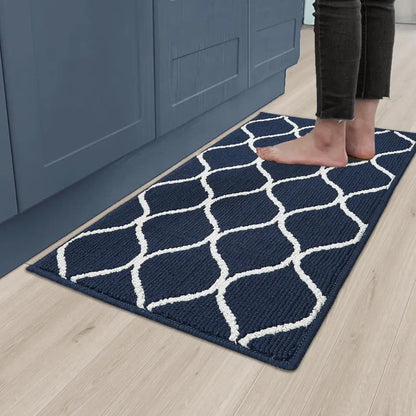 20x32 Blue Simple Trellis Kitchen Floor Mats