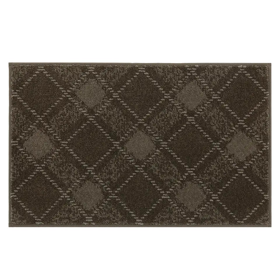 20x32 brown diamond patterned rug on a white background