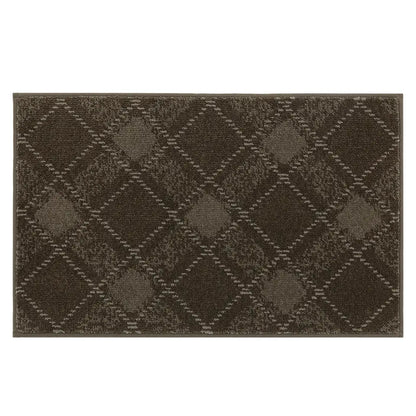 20x32 brown diamond patterned rug on a white background