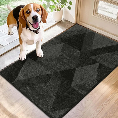 20x32 Dark Grey Geometric Abstract Front Door Rugs Inside