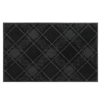 20x32 black and grey checkered doormat on a white background