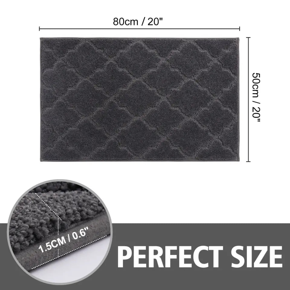 20x32 Dimensions of Small Dark Grey Trellis Door Rug Indoor