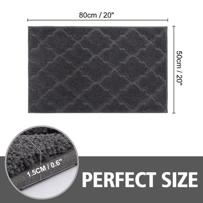 20x32 Dimensions of Small Dark Grey Trellis Door Rug Indoor