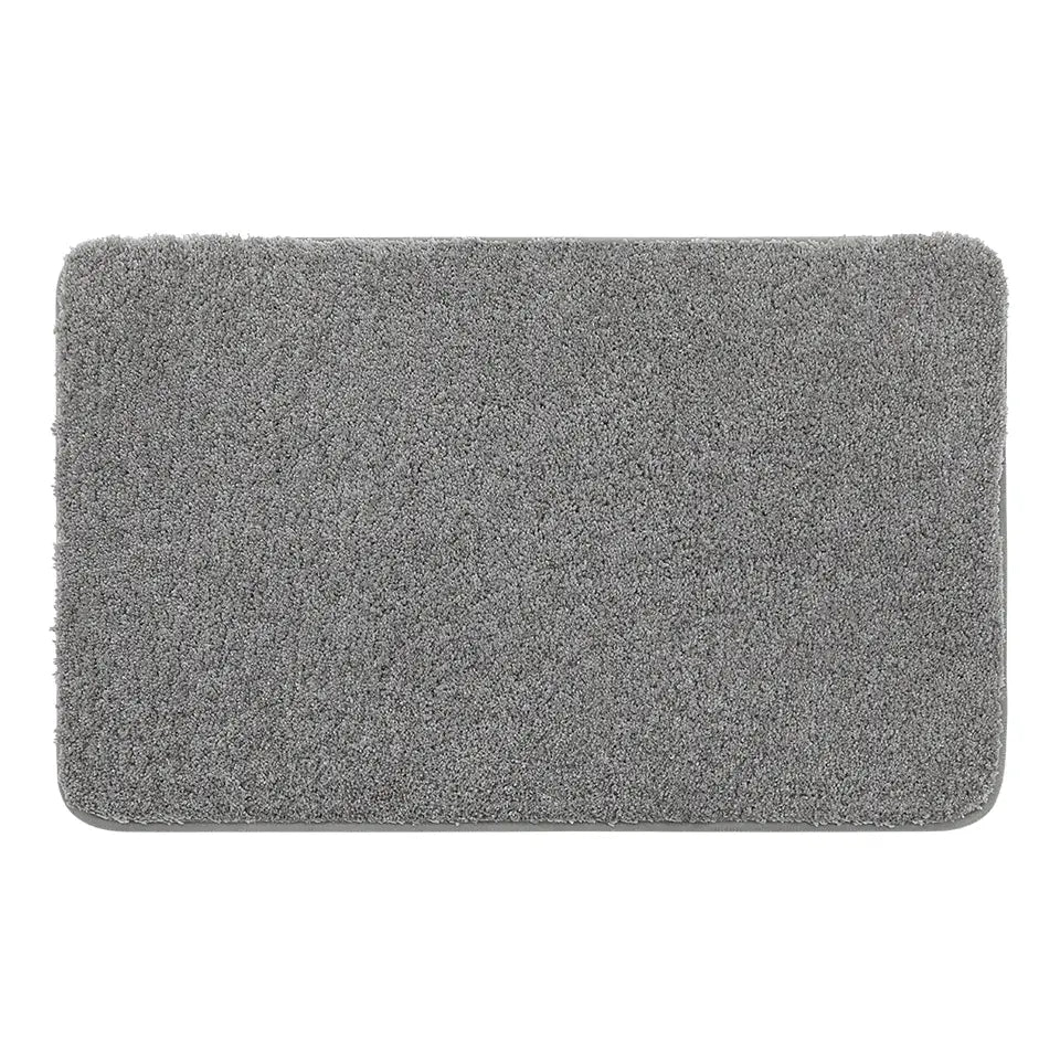 Grey rectangular bathmat on a white background